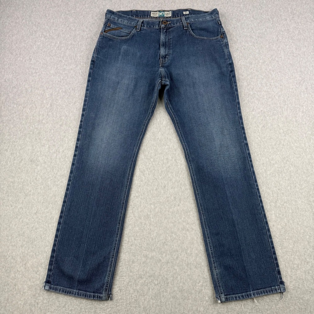 Ariat‎ Jeans Mens 38x34 Blue M7 Legacy Slim Fit Straight Leg Split Hem Denim